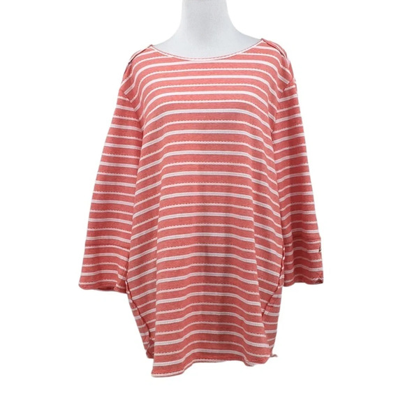Zenergy‎ Chico's Textured Envelope-Hem Tunic Top Womens 4 XXL Red White Stripe - Picture 1 of 12